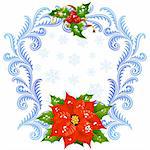 Christmas and New Year greeting card 5. Red Flower and holly