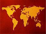 World map over a red tissue background