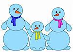 Snowballs family: baby, mother, father, christmas pictogram
