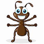vector illustration of a cute little brown ant. No gradient.