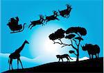 vector illustration of Santa Claus in Africa