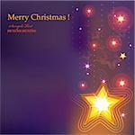 Festive Christmas postcard with shining decorative star.