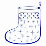 Christmas stocking for gifts decorated, monochrome openwork pictogram, isolated