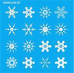 Set with snowflakes on blue background for design
