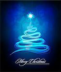 Christmas Tree made of Abstract Brush Lines | Greeting Card Background | Cold Colors