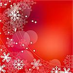 Christmas elegant red background with contour snowflakes