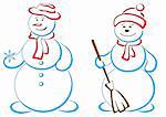 Snowballs, two friends, christmas holiday symbolical vector