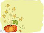 Vector picture of thanksgiving background with pumpkins and crop. RGB