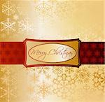 Gold Christmas background with snowflakes - frame
