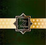 Green Christmas background with snowflakes - frame