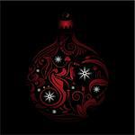 Vector picture of red silhouette of christmas ball on black background