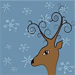 Vector picture about brown deer on blue background