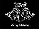Vector picture of white silhouette of christmas bells on black background