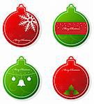 Set of vector christmas red and green tags