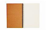 brown recycle paper blank notebook open isolated