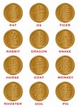 Twelve Chinese New Year Zodiac Gold Coins Illustration