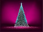 Abstract green christmas tree on Purple background. EPS 8 vector file included