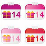 set of 4 st. valentine's day calendar icons