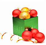 christmas balls in gift box