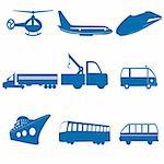 illustration of transportation icons on white background