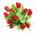 bouquet of  beautiful red tulips