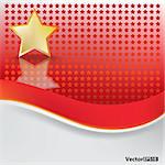 abstract background with gold star on red