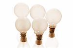 Light Bulbs in Warm Tone on White Background