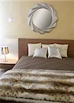 bedroom modern silver mirror fake fur african blanket