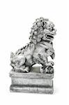 Chinese Lion Statue on White Background