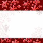 Big red three-dimentional snowflakes on dark background