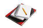 Pencil and Note Books on White Background