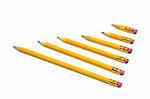 Row of Pencils on Isolated White Background