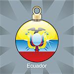 fully editable vector illustration of isolated ecuador flag in christmas bulb shape