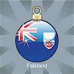 fully editable vector illustration of isolated falkland flag in christmas bulb shape