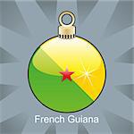 fully editable vector illustration of isolated french guyana flag in christmas bulb shape