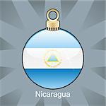 fully editable vector illustration of isolated nicaragua flag in christmas bulb shape