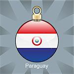 fully editable vector illustration of isolated paraguay flag in christmas bulb shape