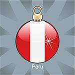 fully editable vector illustration of isolated peru flag in christmas bulb shape