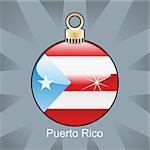 fully editable vector illustration of isolated puerto rico flag in christmas bulb shape