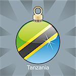 fully editable vector illustration of isolated tanzania flag in christmas bulb shape