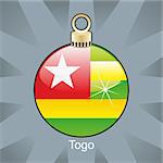 fully editable vector illustration of isolated togo flag in christmas bulb shape