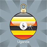 fully editable vector illustration of isolated uganda flag in christmas bulb shape