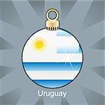 fully editable vector illustration of isolated Uruguay flag in christmas bulb shape