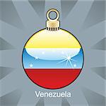 fully editable vector illustration of isolated Venezuela flag in christmas bulb shape