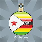 fully editable vector illustration of isolated Zimbabwe flag in christmas bulb shape