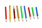 Row of Pencils on White Background