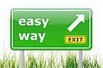 green easy way road sign with arrow and exit text