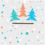 christmas card with color tree . vector illustration