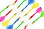 Row of Darts on White Background