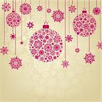 Stylized Christmas Balls, On beige Background. EPS 8 vector file included